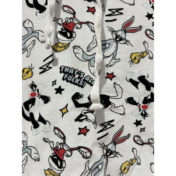 Looney Tunes Juniors Cropped Hoodie Sweatshirt Size XL Taz Tweety Bugs Bunny - Picture 3 of 7
